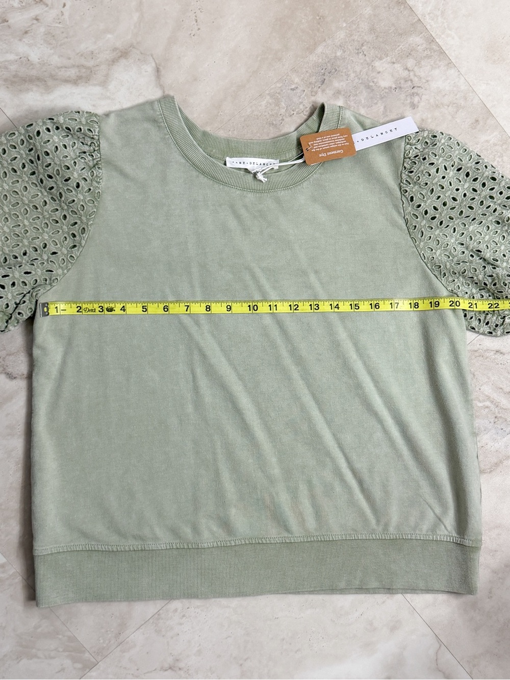 NWT Jane + Delancey Sage Green Eyelet Puff Sleeve Top Large Cottagecore Coastal - Picture 5 of 7